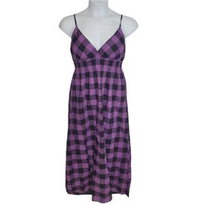 NEW Y2K dress purple and black buffalo‎ plaid spaghetti strap maxi XL